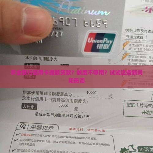 农业银行信用卡提额贷款