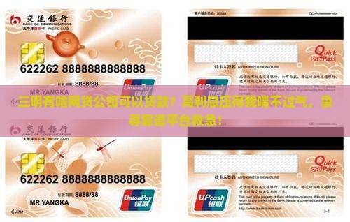 三明有啥网贷公司可以贷款