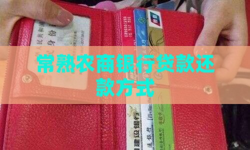 常熟农商银行贷款还款方式