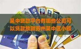 吴中贷款平台有哪些公司