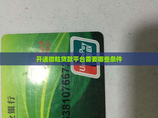 开通贷款平台的条件有哪些