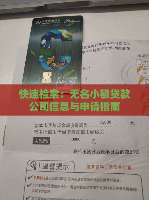 快速检索：无名小额贷款公司信息与申请指南