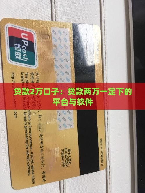 贷款2万口子：贷款两万一定下的平台与软件