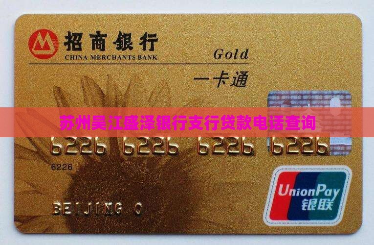 苏州吴江盛泽银行支行贷款电话查询