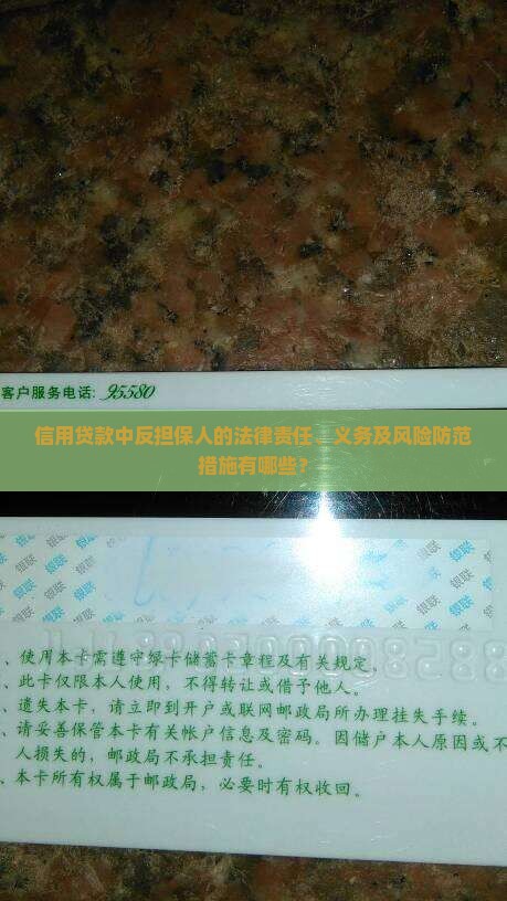 信用贷款中反担保人的法律责任、义务及风险防范措施有哪些？