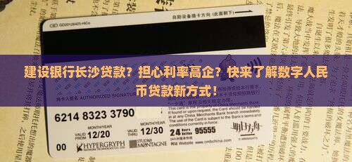建设银行长沙贷款？担心利率高企？快来了解数字人民币贷款新方式！