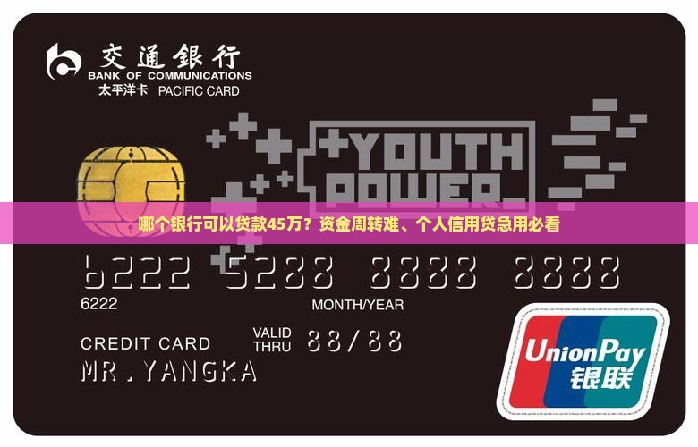 哪个银行可以贷款45万？资金周转难、个人信用贷急用必看