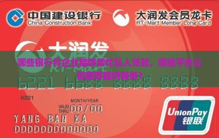 哪些银行与企业能够帮忙私人贷款，哪些平台公司能够提供服务？