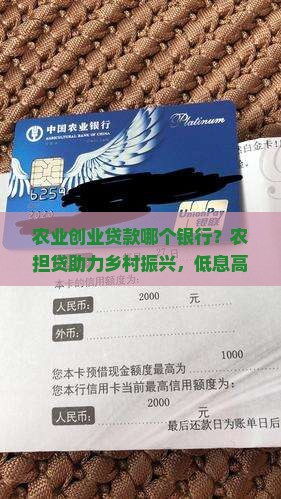 农业创业贷款哪个银行？农担贷助力乡村振兴，低息高额度解决融资难题