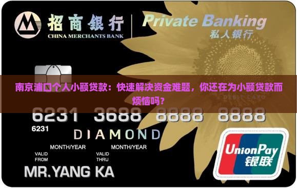 南京浦口个人小额贷款：快速解决资金难题，你还在为小额贷款而烦恼吗？