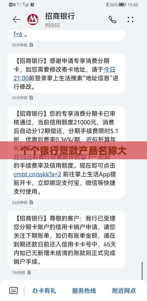 个个银行贷款产品名称大