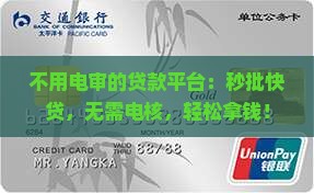 不用电审的贷款平台