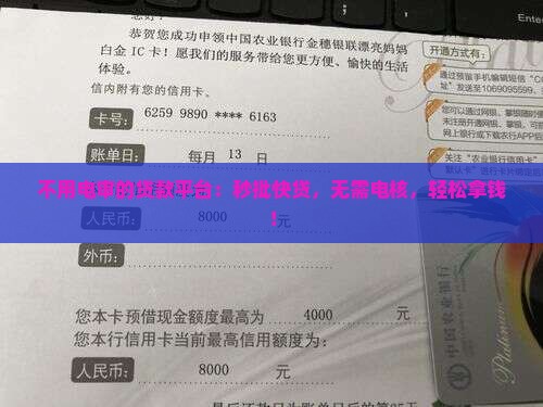 不用电审的贷款平台
