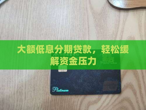 大额低息分期贷款，轻松缓解资金压力