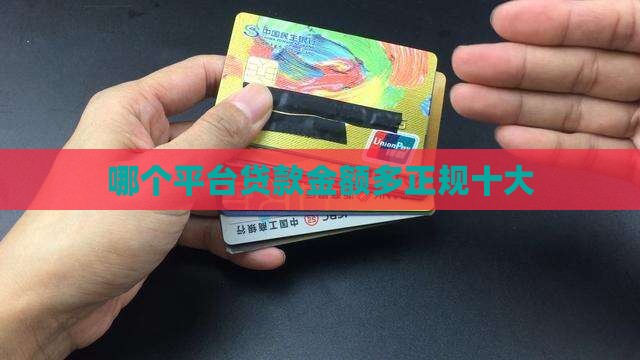 哪个平台贷款金额多正规