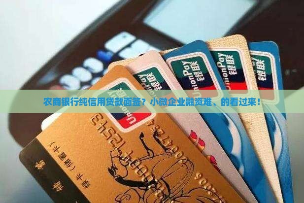 农商银行纯信用贷款面签？小微企业融资难、的看过来！