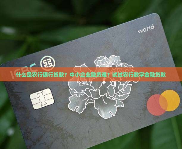 什么是农行银行贷款？中小企业融资难？试试农行数字金融贷款