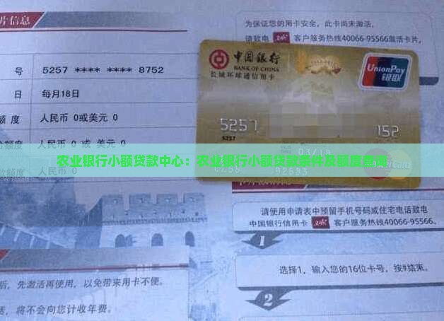 农业银行小额贷款中心：农业银行小额贷款条件及额度查询
