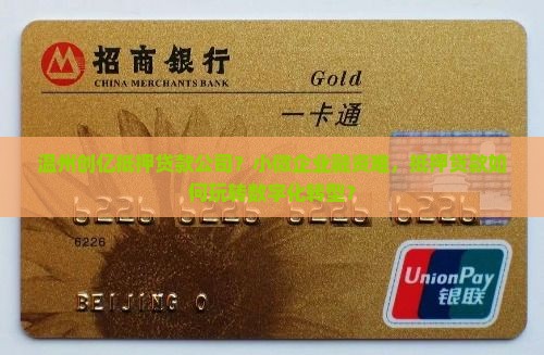 温州创亿抵押贷款公司？小微企业融资难，抵押贷款如何玩转数字化转型？