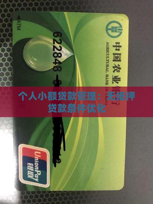 个人小额贷款管理：无抵押贷款条件优化