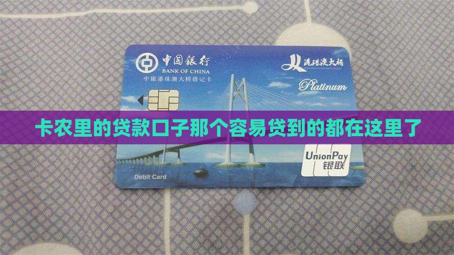 卡农里的贷款口子那个容易贷到的都在这里了