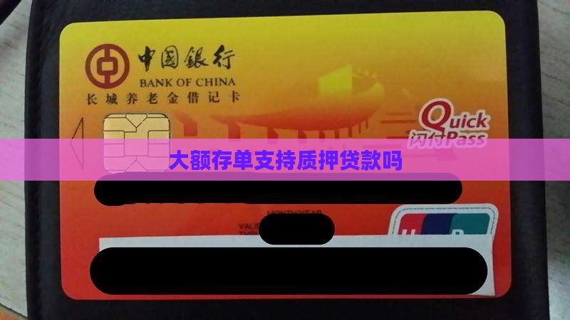 大额存单支持质押贷款吗