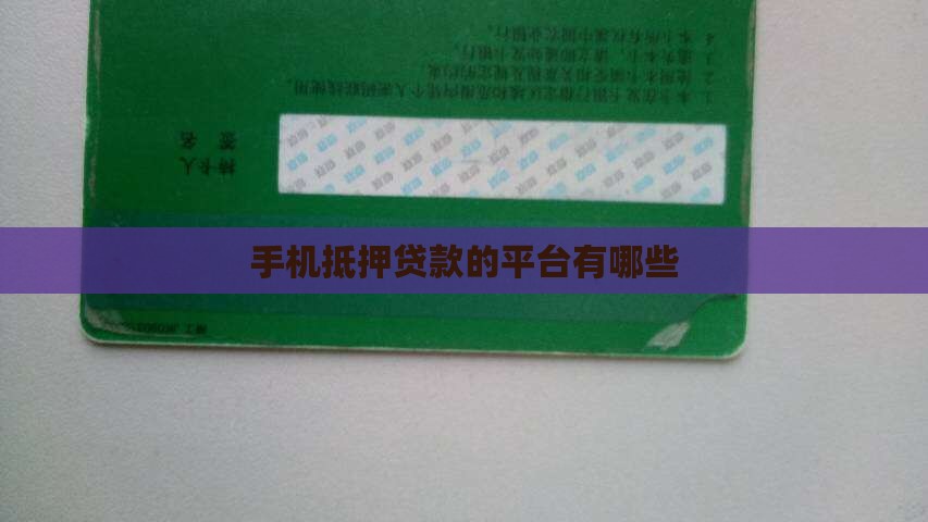 哪些平台可以押手机贷款