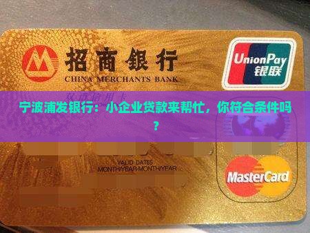宁波浦发银行小企业贷款