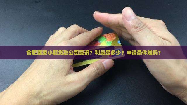 合肥哪家小额贷款公司靠谱？利息是多少？申请条件难吗？