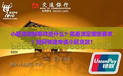 小额贷款的条件是什么？需要满足哪些要求？如何快速申请小额贷款？