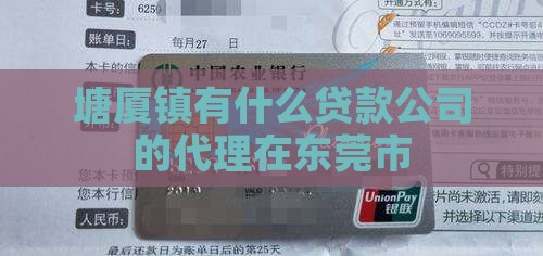 塘厦镇有什么贷款公司的代理在东莞市