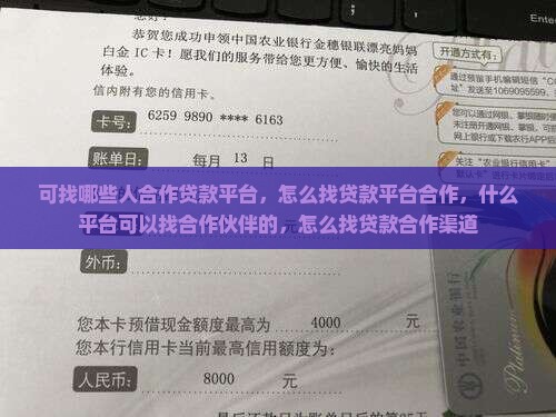 可找哪些人合作贷款平台