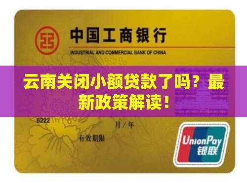 云南关闭小额贷款了吗