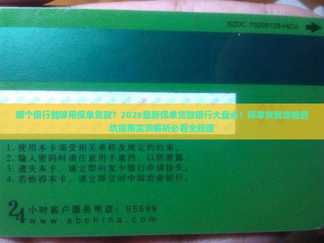 哪个银行能够用保单贷款