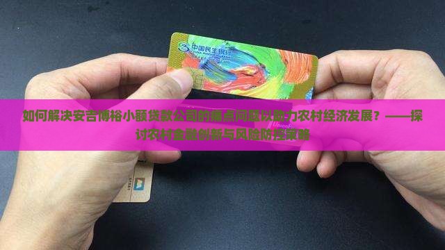如何解决安吉博裕小额贷款公司的痛点问题以助力农村经济发展？——探讨农村金融创新与风险防控策略