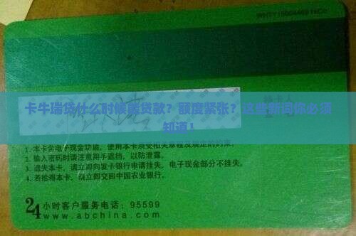 卡牛瑞贷什么时候能贷款
