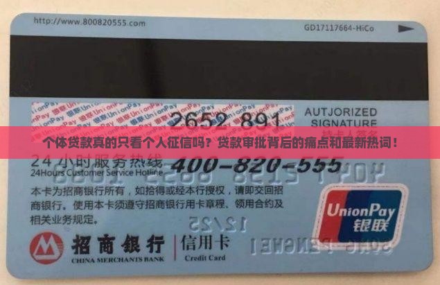 个体贷款真的只看个人征信吗？贷款审批背后的痛点和最新热词！