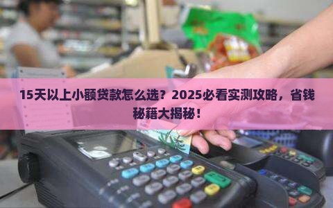 15天以上小额贷款