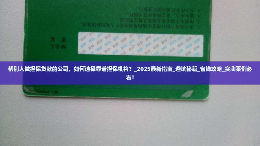 帮别人做担保贷款的公司