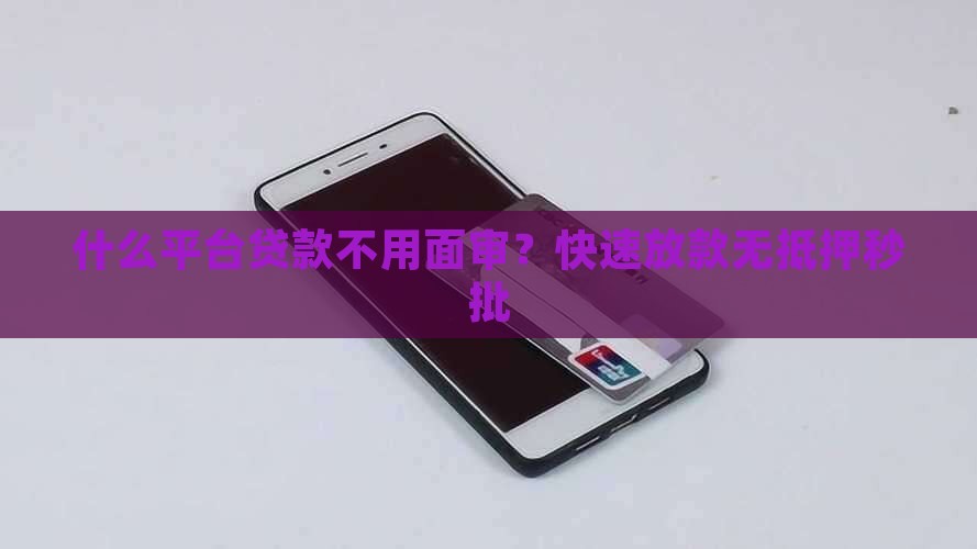 什么平台贷款不用面审