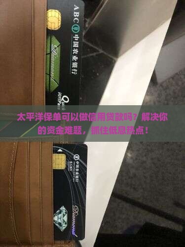 太平洋保单做信用贷款