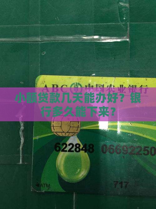 小额贷款几天能办好
