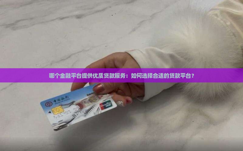 哪个金融平台提供优质贷款服务：如何选择合适的贷款平台？