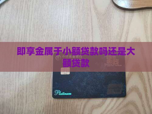 即享金属于小额贷款吗还是大额