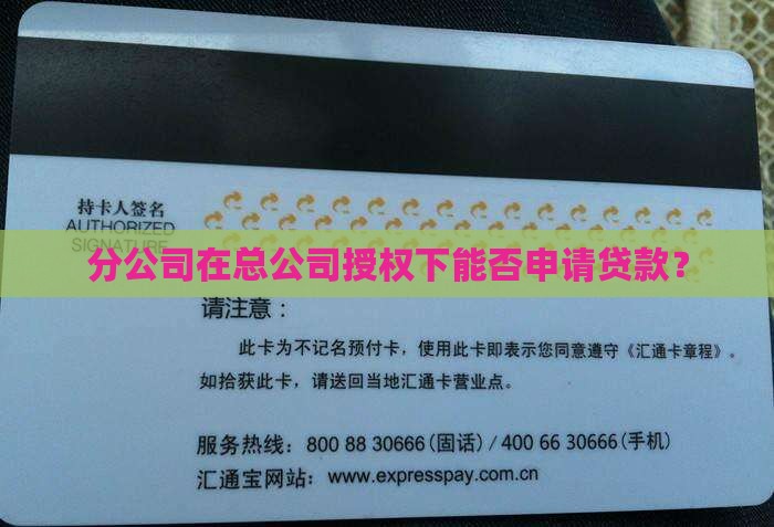 分公司在总公司授权下能否申请贷款？
