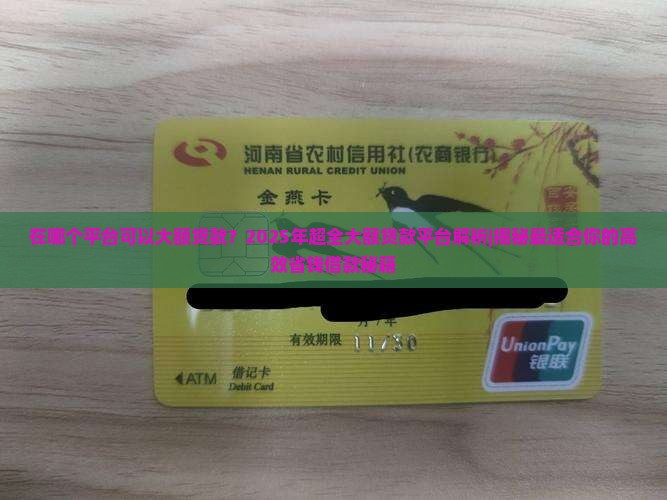 在哪个平台可以大额贷款