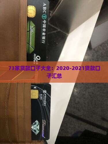 73家贷款口子大全：2020-2021贷款口子汇总