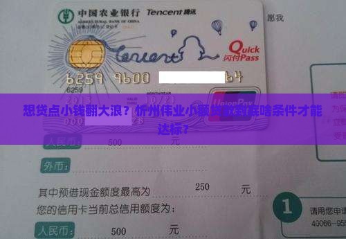 想贷点小钱翻大浪？忻州伟业小额贷款到底啥条件才能达标？