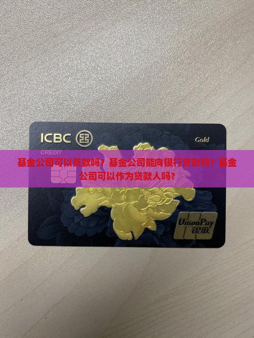 基金公司可以贷款吗？基金公司能向银行贷款吗？基金公司可以作为贷款人吗？