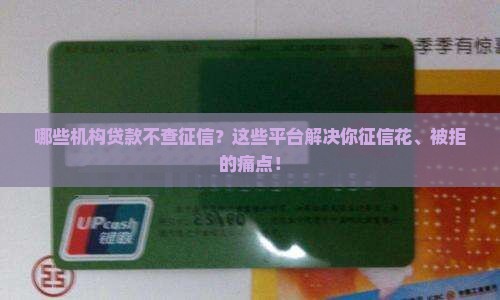 哪些机构贷款不查征信